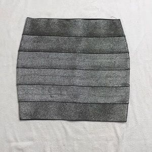 Metallic Silver Bandage Skirt